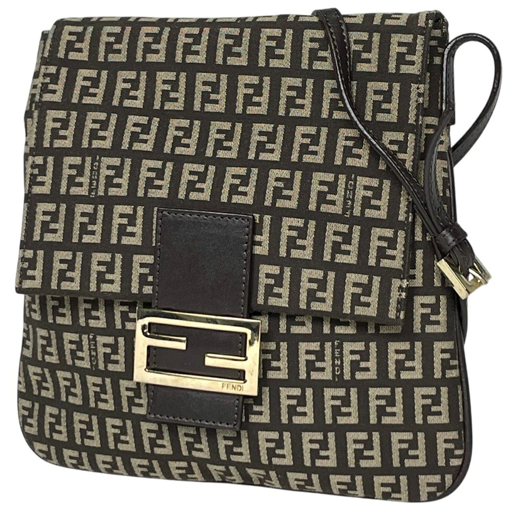Fendi Shoulder Bag Zucchino Canvas Brown
